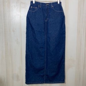 Vintage 90’s Maxi Long Denim Pencil Skirt S